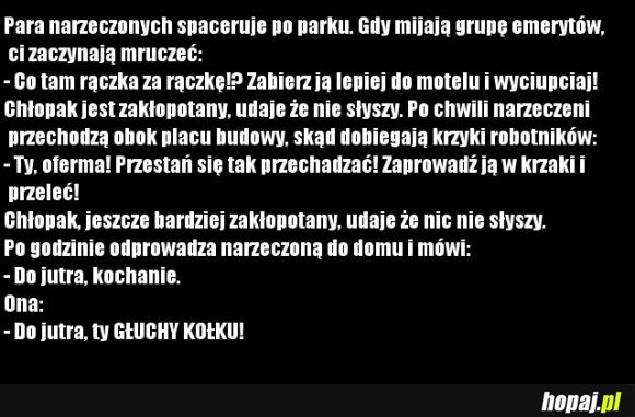 Para narzeczonych spaceruje po parku...