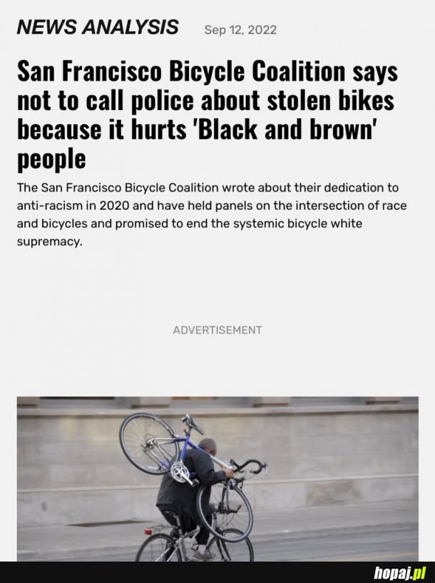 Rasiści wiążący kradzież rowerów z kolorem skóry. :]