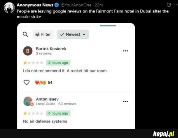 Najnowsze recenzje hotelu w Dubaju
