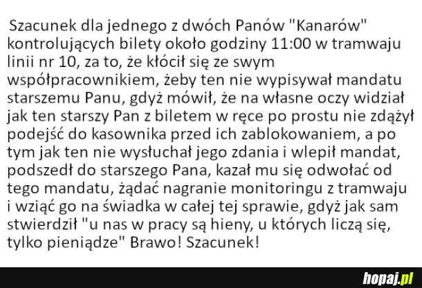 Szacunek dla pana kontrolującego bilety