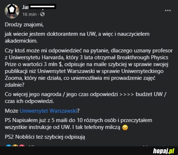 Noblista ma więcej szacunku do ciebie niż uczelnia