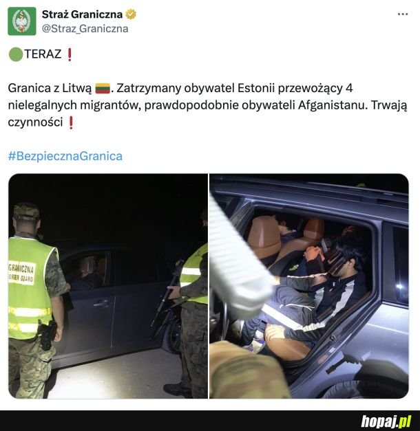 Z czasu posta wynika, że straż graniczna złapała pierwszych nielegalnych imigrantów 4 minuty po przywróceniu kontroli