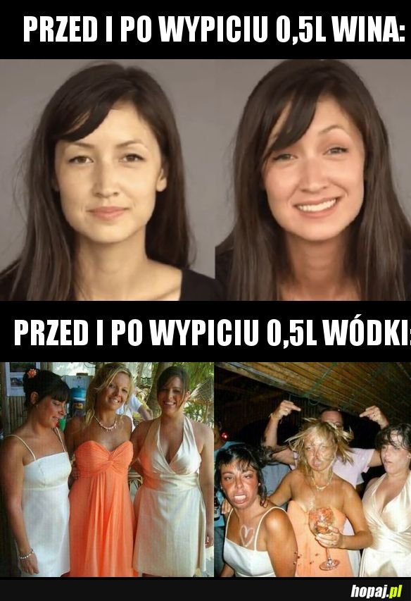 Różnica między piciem wina a piciem wódki