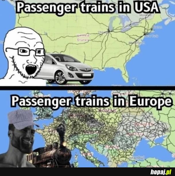 Linie kolejowe w USA i w Europie