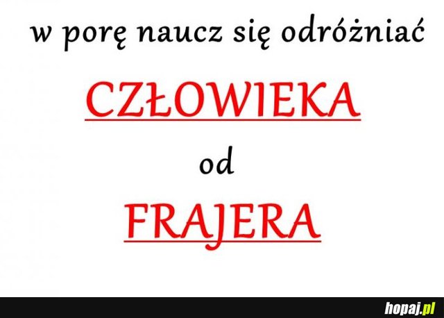 Naucz się odróżniać człowieka od frajera