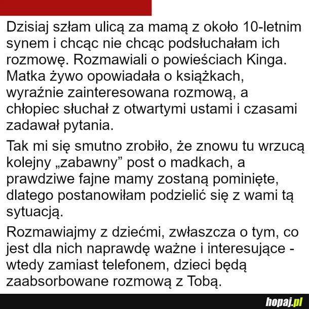 Podsłuchana rozmowa mamy z synem