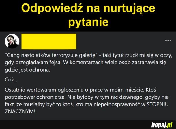 Nurtujące pytanie