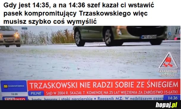 Nie wiedziałem, że w Warszawie śnieg odśnieża tylko jedna osoba...