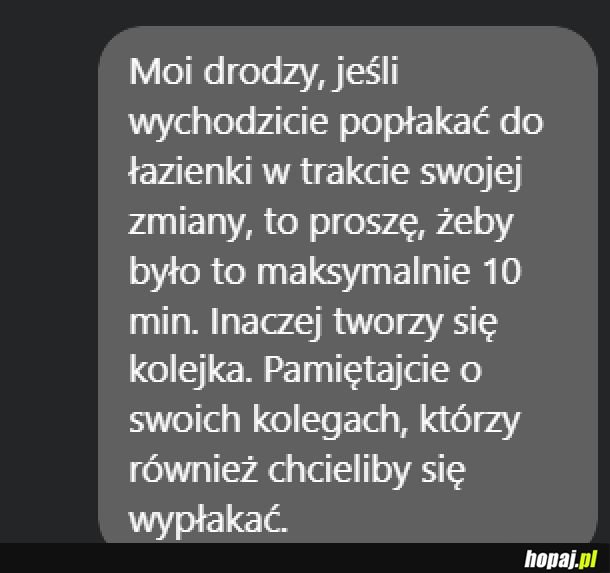 Płakanie w trakcie pracy