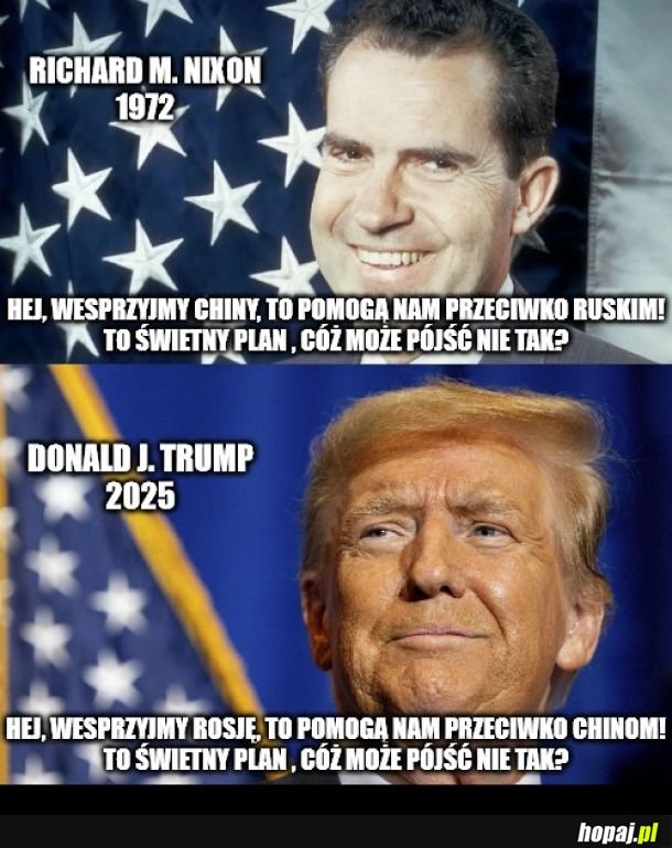 W 1972 Richard Nixon odwiedził komunistyczne chiny, licząc na wsparcie przeciw rosji i obiecując korzystne umowy handlowe i dyplomatyczne. Tym samym rozpoczął proces który doprowadził do tego że ChRL przestała być międzynarodowym wyrzutkiem.