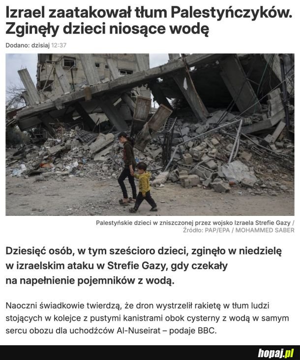 Izrael zabija dzieci stojące w kolejce po wodę