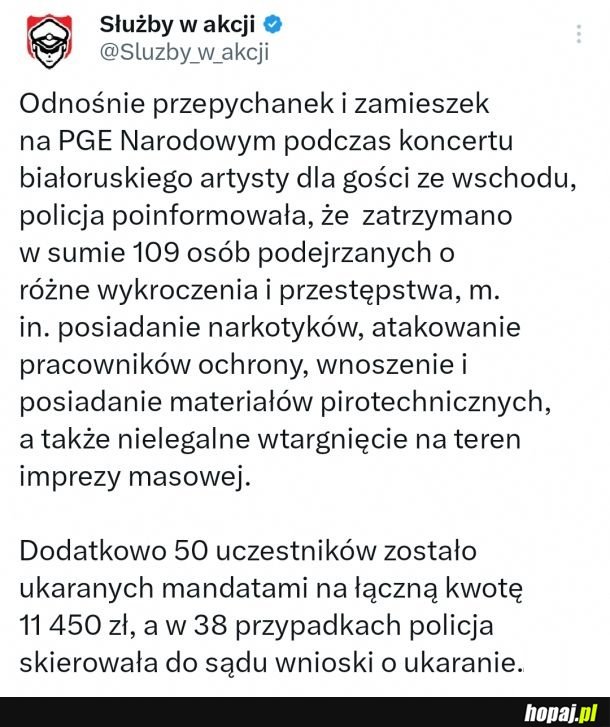 Zatrzymano 109 osób na koncercie Maxa Korzha