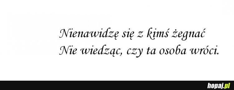 Nienawidzę się z kimś żegnać Nie wiedząc, czy ta osoba wróci.