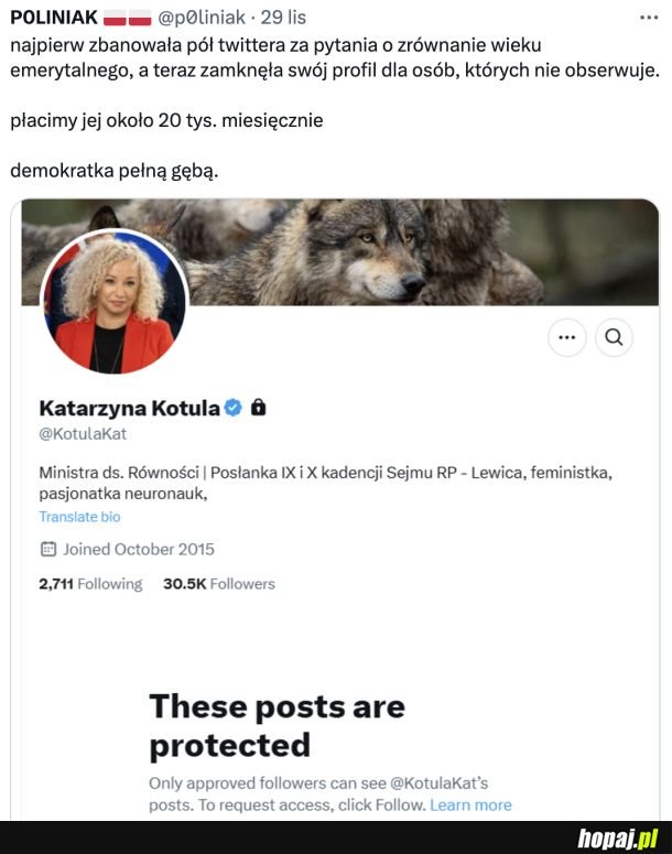  Ministerka równości, zwolenniczka wolności słowa 