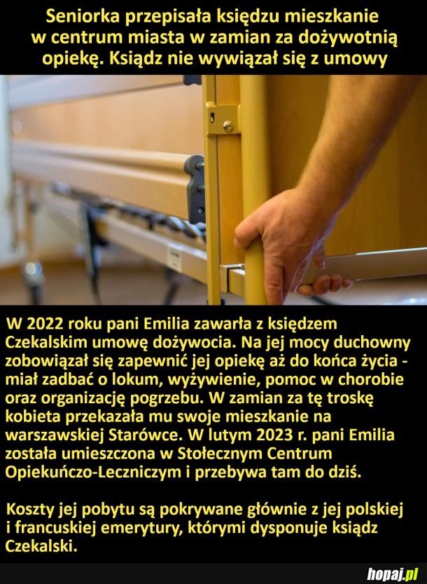 Seniorka przepisała księdzu mieszkanie w centrum miasta w zamian za dożywotnią opiekę