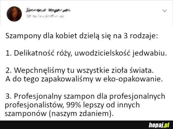 Damskie szampony