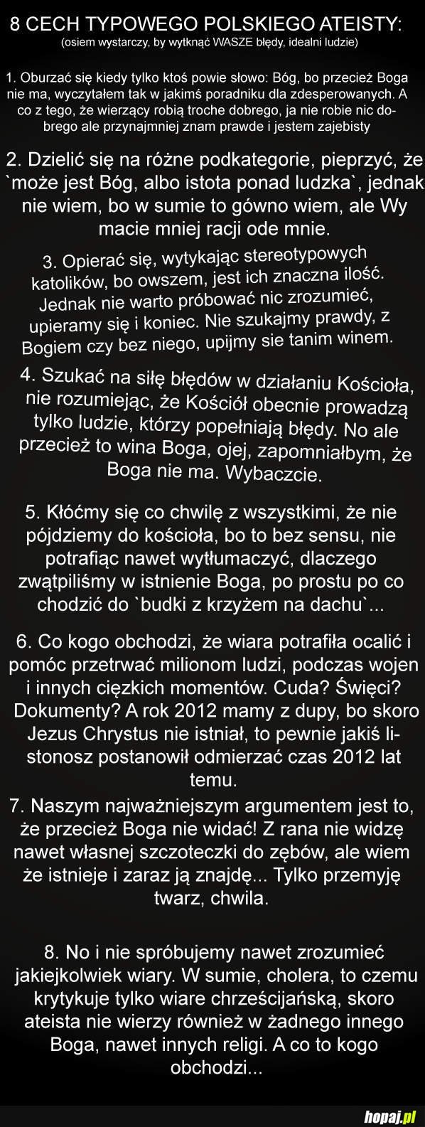 8 cech typowego polskiego ateisty