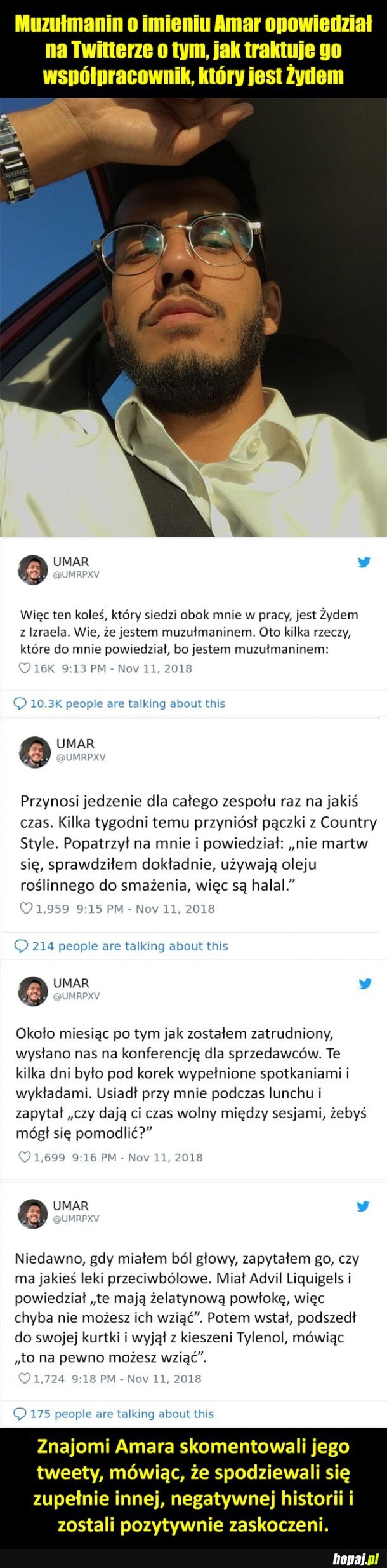 Muzułmanin opowiada jak traktuje go współpracownik Żyd