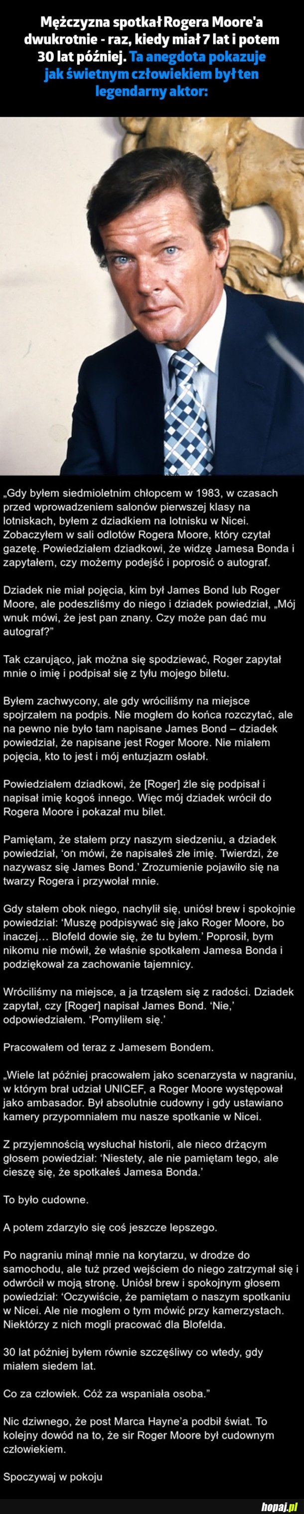 MĘŻCZYZNA SPOTKAŁ ROGERA MOORE'A DWUKROTNIE