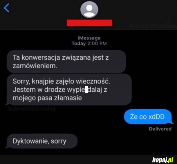 Pozdrowienia dla dostawcy