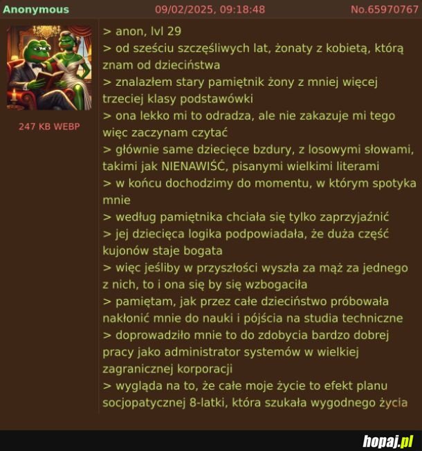 Ciekawych rzeczy dowiedział się z pamiętnika żony
