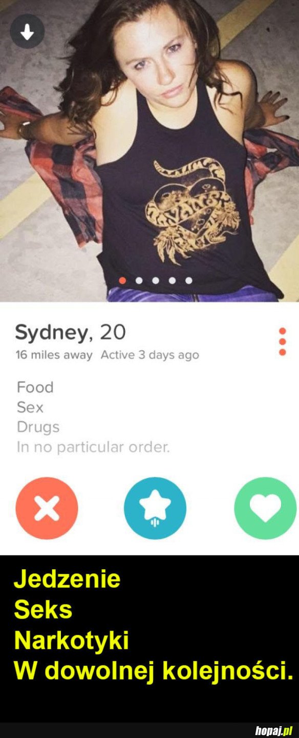 Typowy profil na tinderze