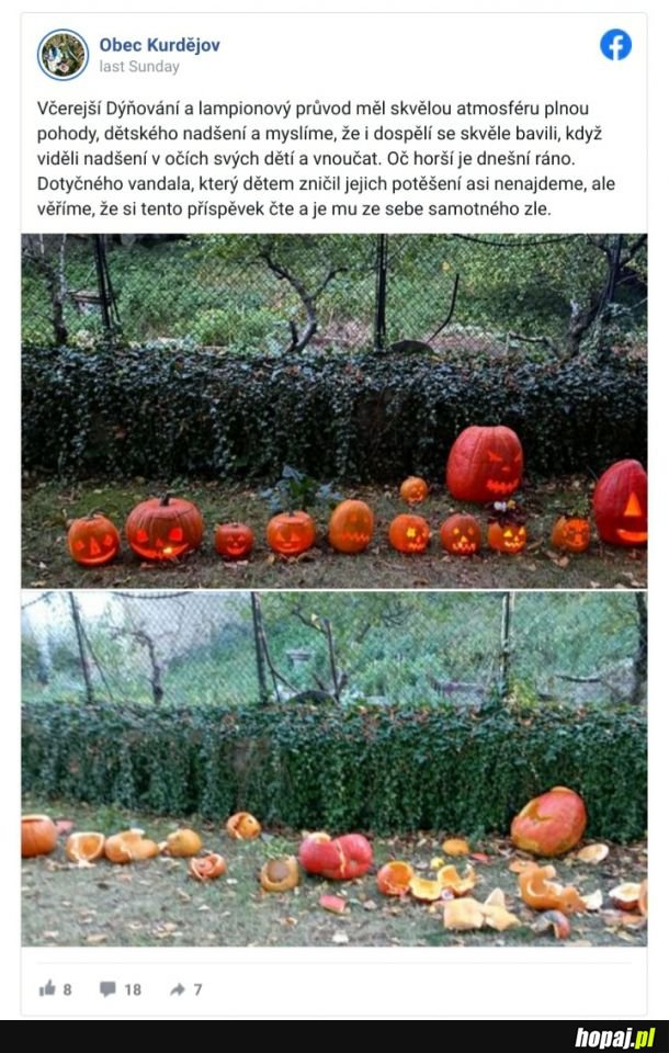 Halloween'owe fikołki KK czas zacząć... Czechy: ksiądz niszczyciel dobrej zabawy rozwalił dzieciom dynie halloweenowe