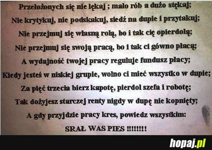 A gdy przyjdzie pracy kres...