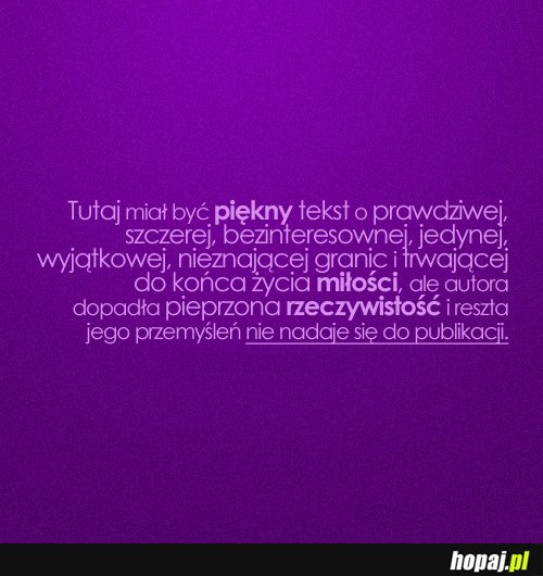 Yu miał być piękny tekst o miłości