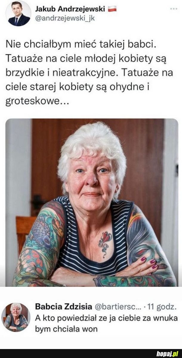Babcia z tatuażami