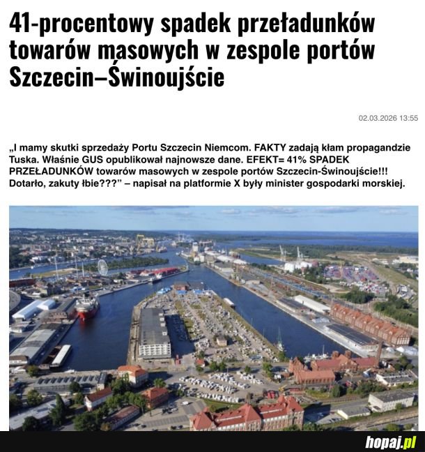 Zapaść w portach Szczecin-Świnoujście po przejęciu przez Niemców
