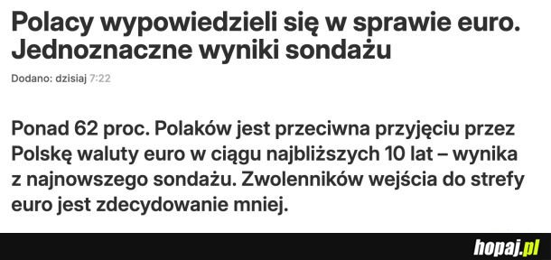 Polacy przeciwko wprowadzeniu euro