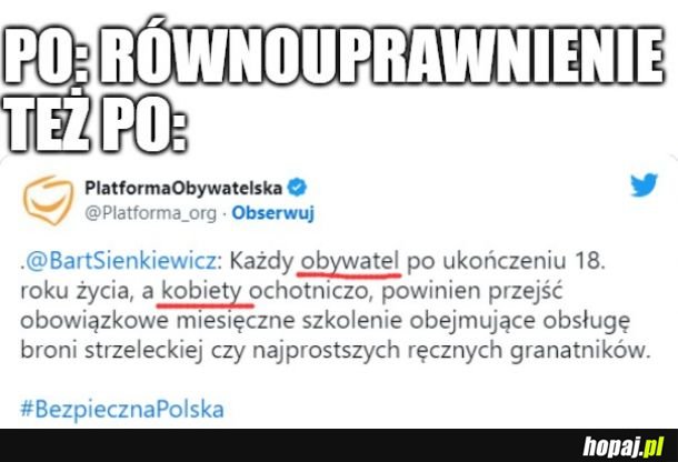 Platforma Obywatelska: Każdy obywate... a kobiety ochotniczo