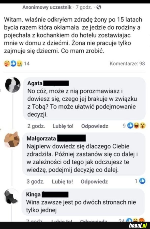 Podmieńcie sobie &quot;żonę&quot; na &quot;męża&quot; i zastanówcie jakie byłyby reakcje.