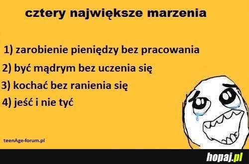 Cztery największe marzenia