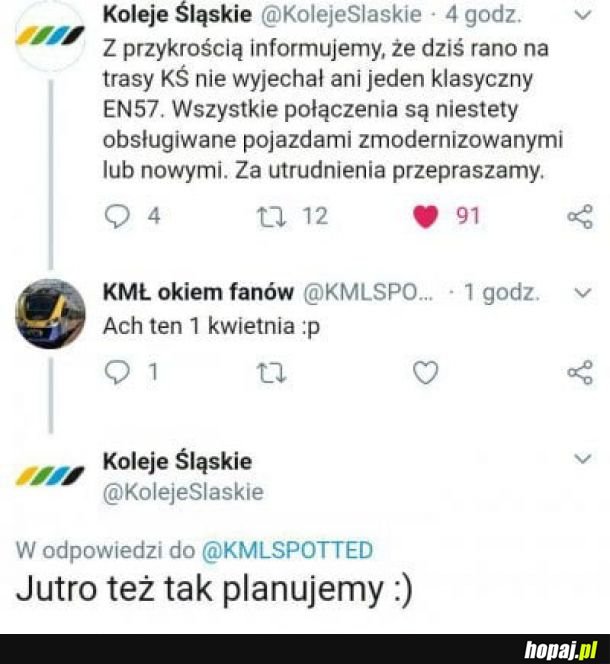 Znowu problemy w Kolejach Śląskich...