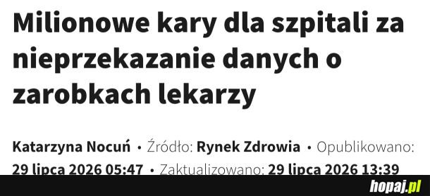 Genialne!! NFZ nałoży milionowe kary na szpitale xD czekaj... xD