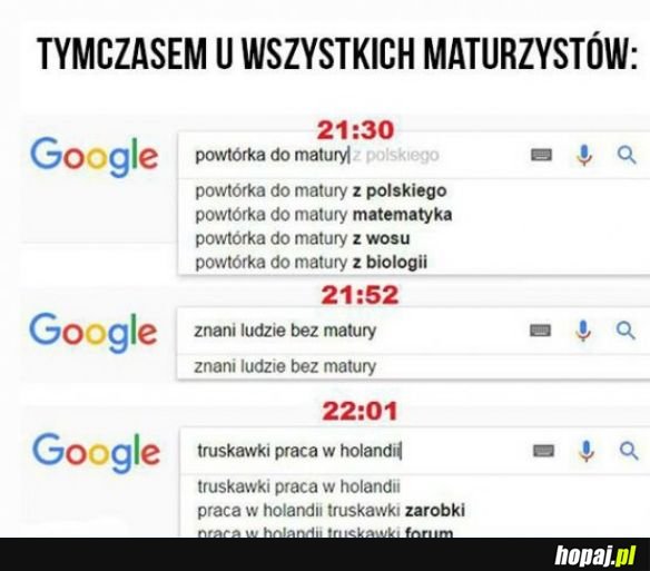 Tymczasem u maturzystów