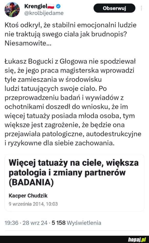 Praca magisterska Łukasza Boguckiego wywołała zamieszanie wśród ludzi tatuujących swoje ciało