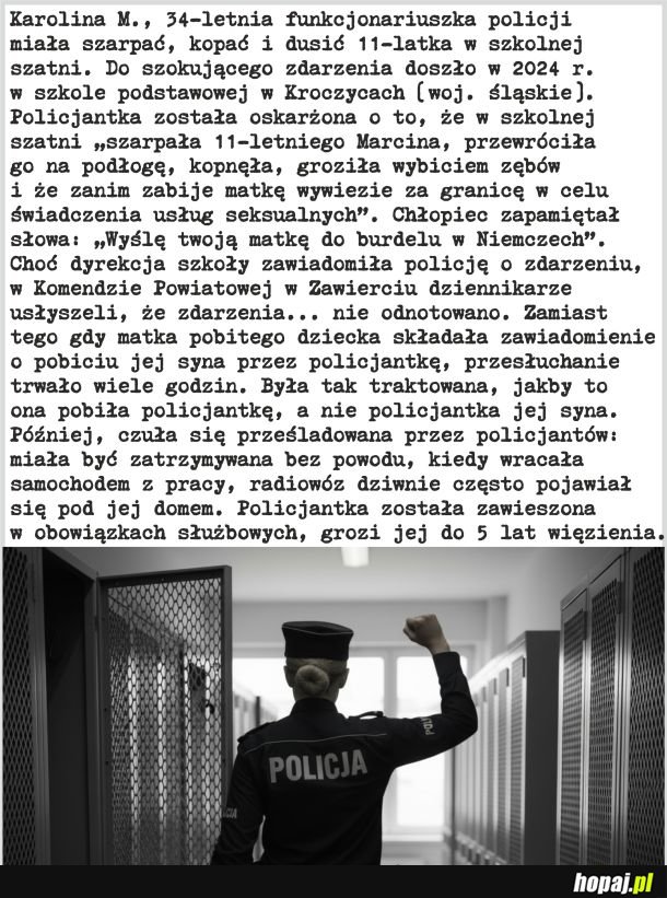 ​Policjantka miała zaatakować 11-latka w szkolnej szatni? Mówiła: „Wyślę twoją matkę do burdelu”? Niemożliwe! 