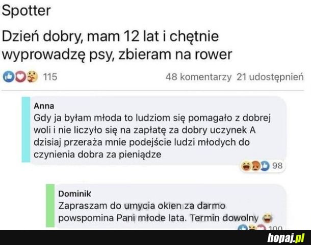 Kiedy dziecko próbuje zarobić sobie na rower