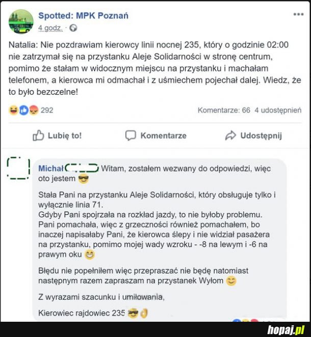 Kierowca siedział i zaczął machać