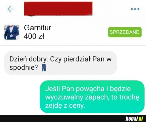 Sprzedaż garnituru