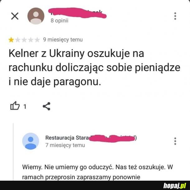 Kelner z Ukrainy