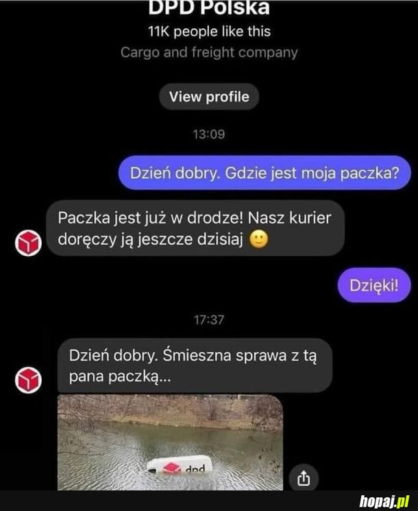 Paczka jednak nie dotrze