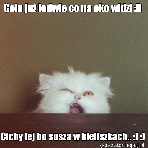 Gelu już ledwie co na oko widzi :D