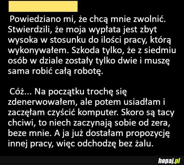 Odchodzę bez żalu