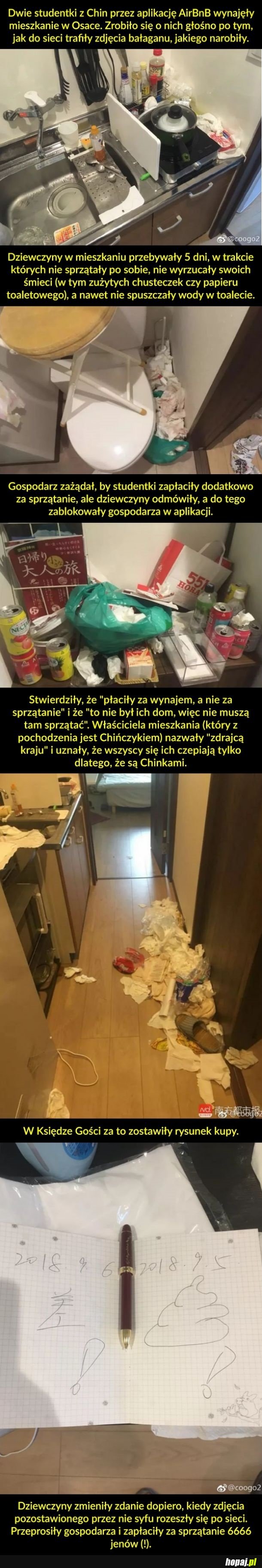 Chinki odmówiły posprzątania po sobie w hostelu