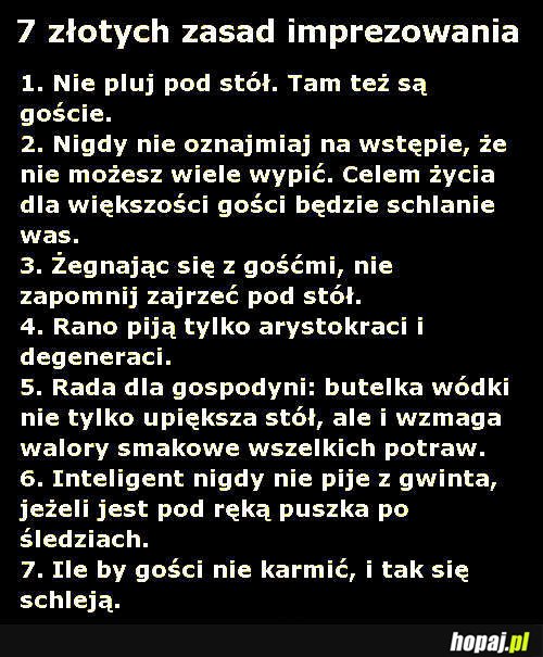 7 złotych zasad imprezowania