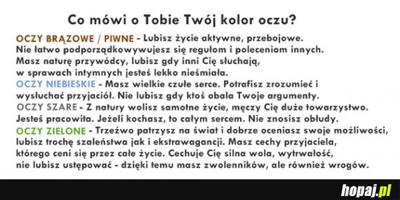 Co mówi o Tobie Twój kolo oczu?